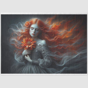 Le Femme Red Haired Beauty Romance Fleur Decoupage Tissue Paper