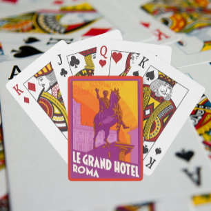 Le Grand Hotel Roma Statue, Italy, Vintage Travel Playing Cards