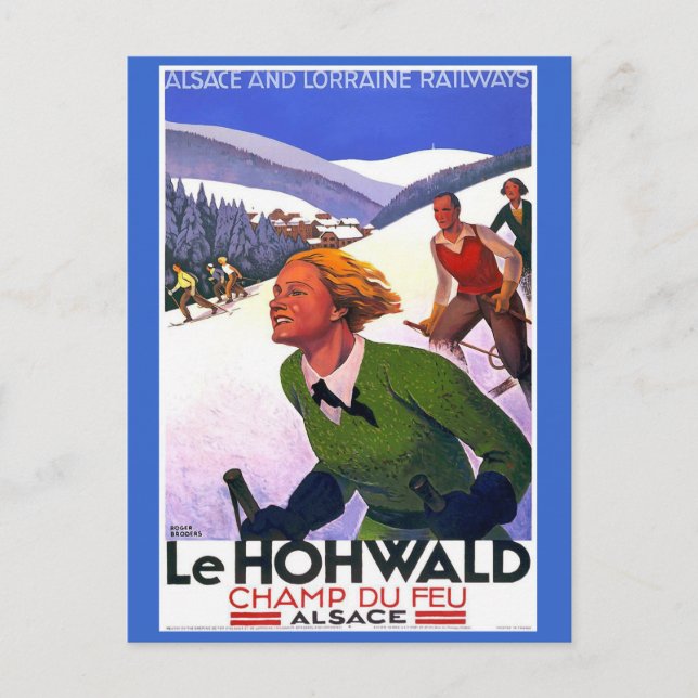 Le Hohwald Vintage French Travel Poster Postcard (Front)