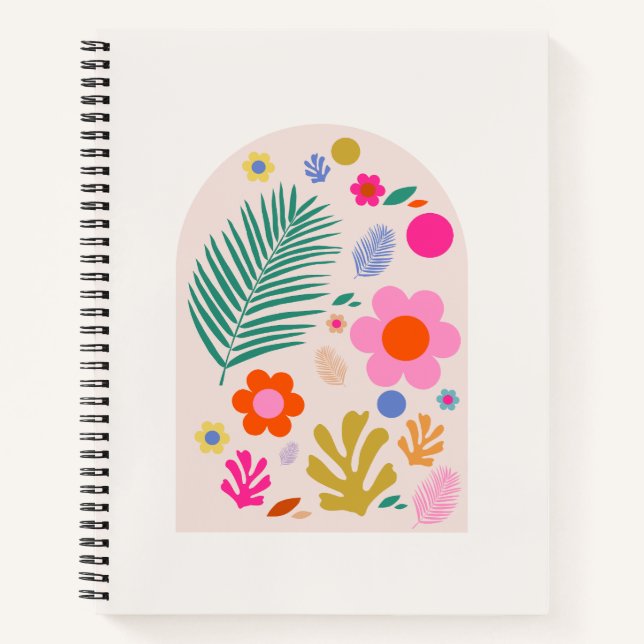 Le Jardin 04 Retro Flowers Modern Floral Notebook (Front)