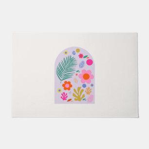 Le Jardin 07 Retro Flowers Pastel Lilac Doormat