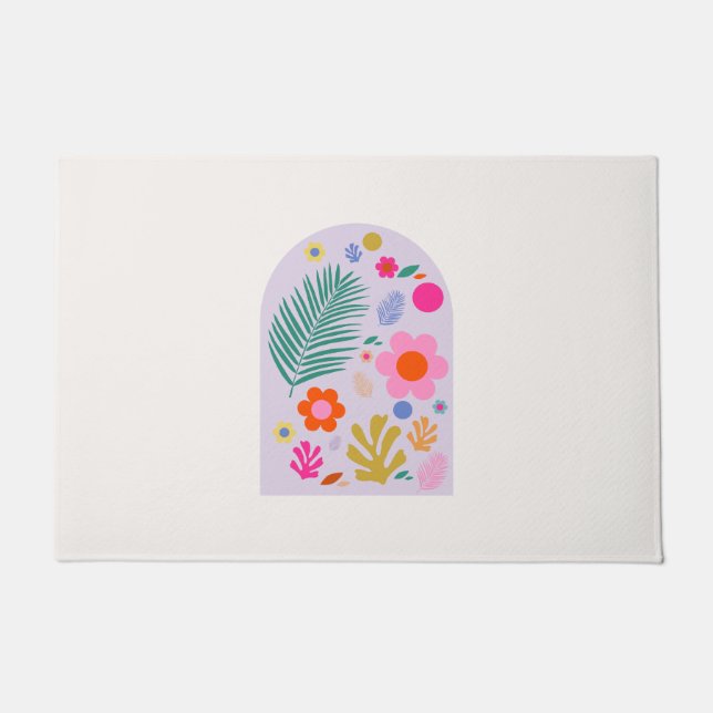 Le Jardin 07 Retro Flowers Pastel Lilac Doormat (Front)