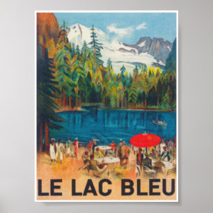 Le Lac Bleu Switzerland Vintage Travel Poster