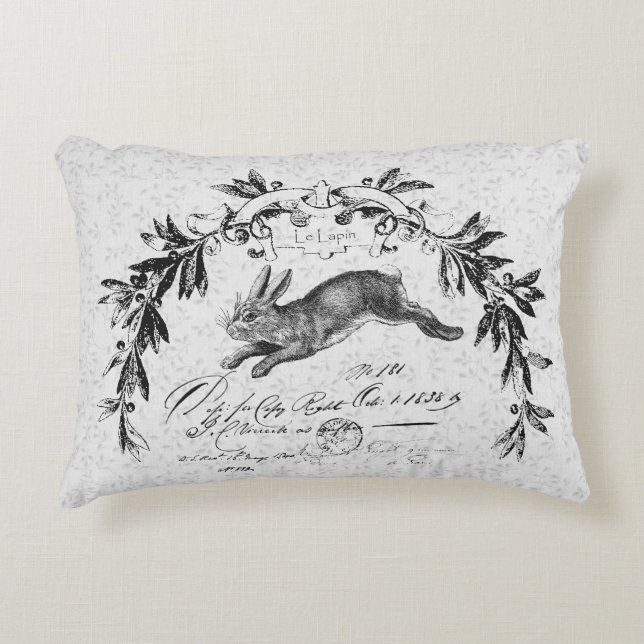 Le Lapin French Hare Decorative Cushion (Front)