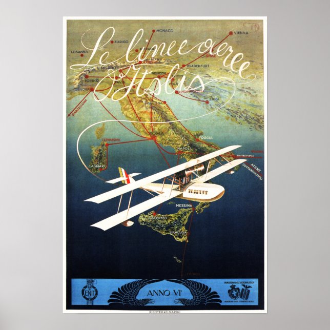 LE LINEE ITALY Airlines Aeroplane Europe Travel Ad Poster (Front)