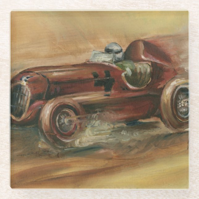 Le Mans Racecar by Ethan Harper Glass Coaster (Front)