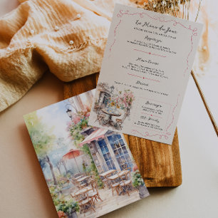 Le Menu du Jour Pink Café Bridal Shower Invitation