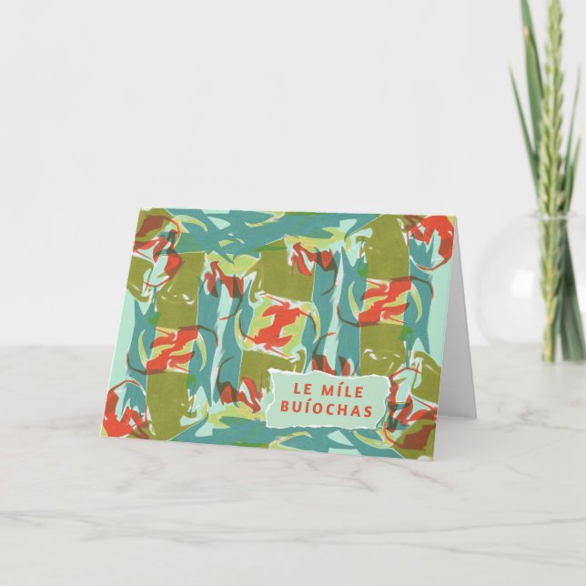 Le Míle Buíochas Many Thanks in Irish Gaelic Thank You Card (Front)