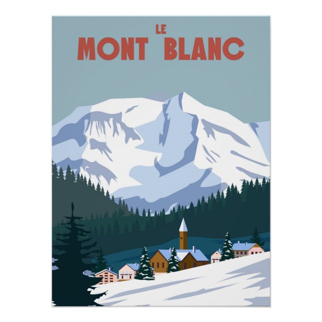 Le Mont Blanc Ski resort poster retro (Front)
