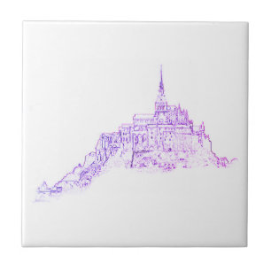 Le Mont Saint Michel France Architecture Sketch Tile