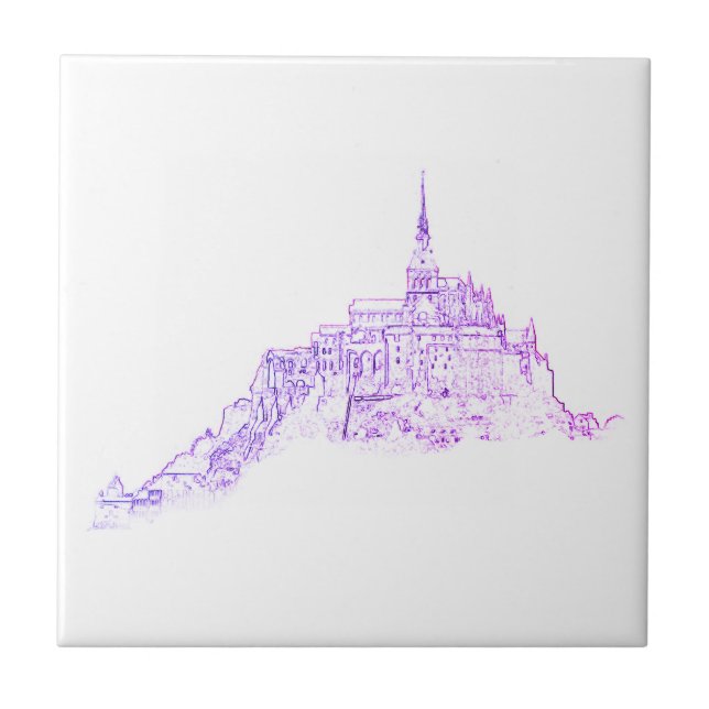 Le Mont Saint Michel France Architecture Sketch Tile (Front)