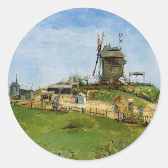 Le Moulin de la Galette by Vincent van Gogh Classic Round Sticker (Front)