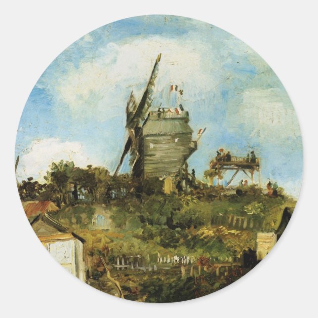 Le Moulin de la Galette by Vincent van Gogh Classic Round Sticker (Front)