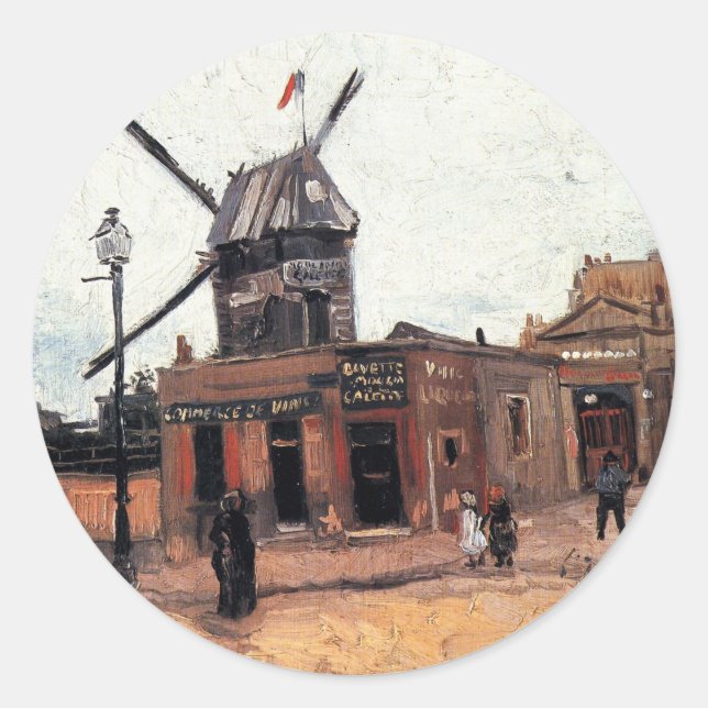 Le Moulin de la Galette by Vincent van Gogh Classic Round Sticker (Front)