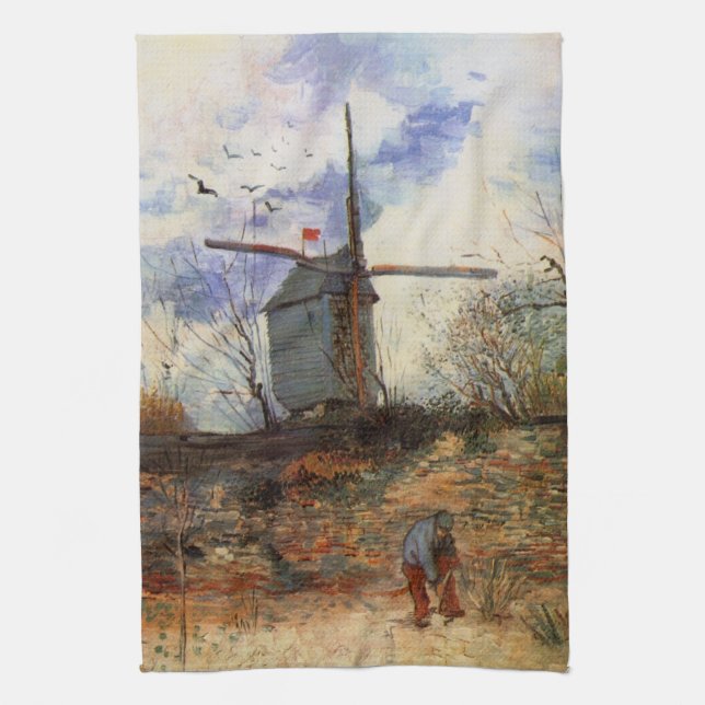 Le Moulin de la Galette by Vincent van Gogh Tea Towel (Vertical)