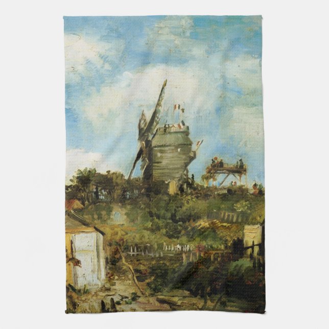 Le Moulin de la Galette by Vincent van Gogh Tea Towel (Vertical)