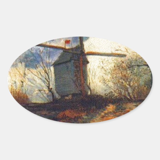 Le Moulin de la Galette Van Gogh Oval Sticker (Front)