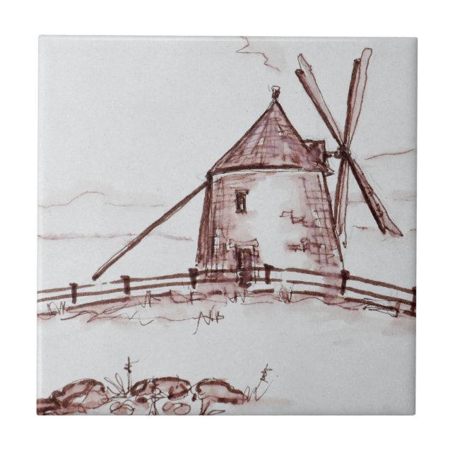 Le Moulin de Moidrey Windmill | Pontorson Tile (Front)