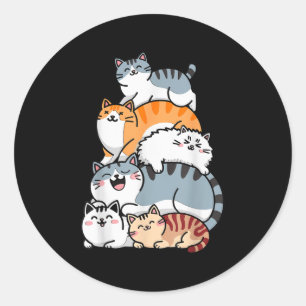 Le Of Kitty Cats Funny Cute Cat Lover For Girls Ki Classic Round Sticker