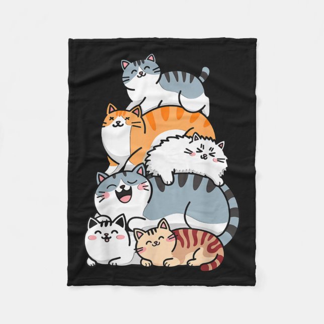 Le Of Kitty Cats Funny Cute Cat Lover For Girls Ki Fleece Blanket (Front)