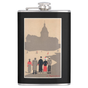 Le Pantheon Art Deco SceneParis, France Hip Flask