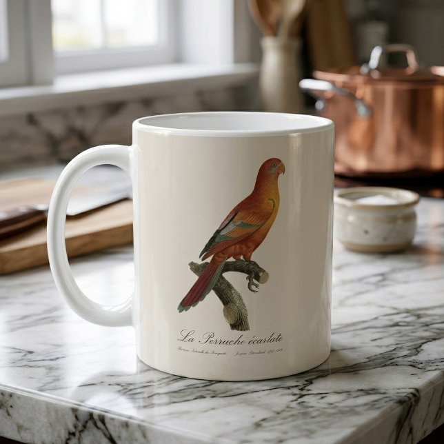 Le Perruche ecarlate  Coffee Mug (Red Lory or Eos Bornea, Trichoglossus borneus. Coffee Mug)