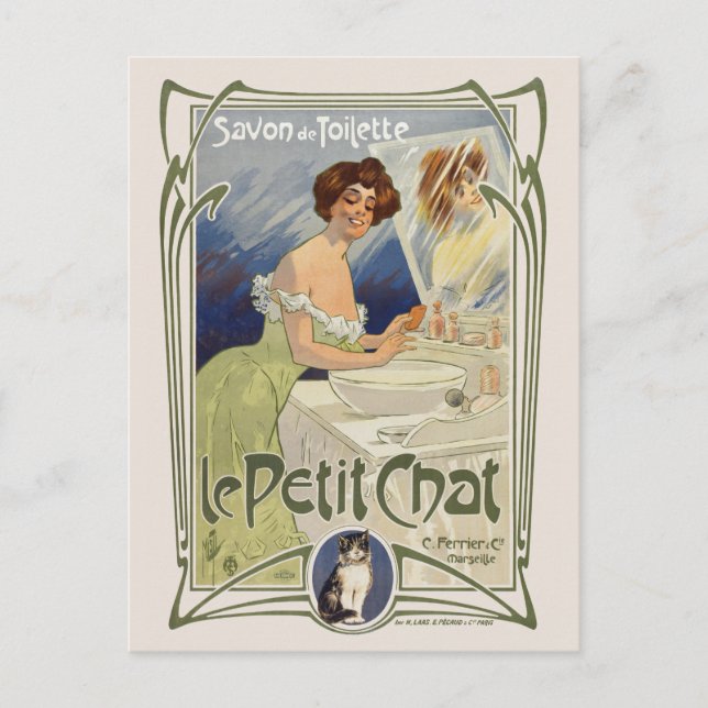 Le Petit Chat France Vintage Poster 1899 Postcard (Front)