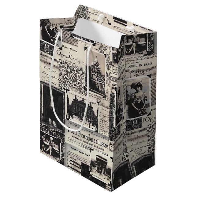 Le Petit Francais Illustre Medium Gift Bag (Front Angled)