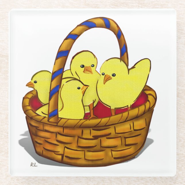 Le Petit Poule Easter DECOR 1 Glass Coaster (Front)