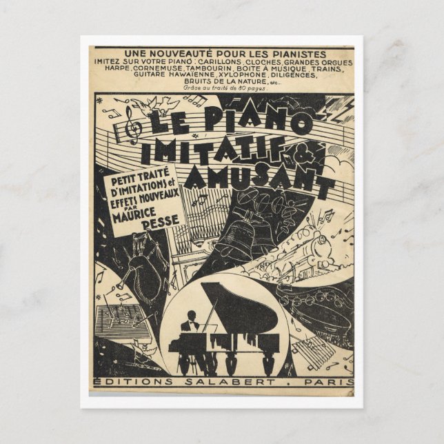 Le Piano Imitatif et Amusant,  sheet music Postcard (Front)