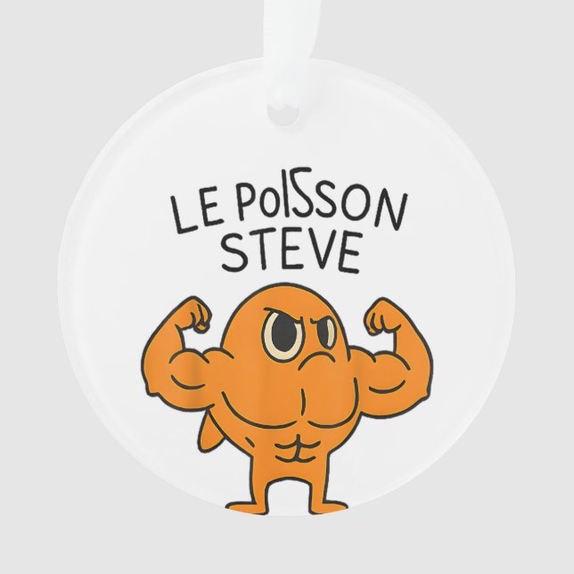 Le Poisson Steve Funny Muscular Fish Cartoon Ornament (Front)