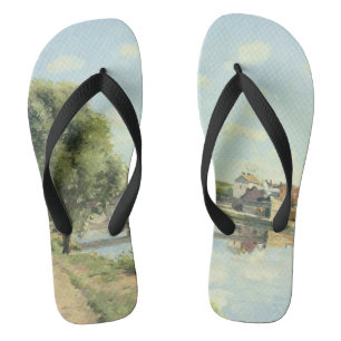 Le Pont Du Chemin De Fer Camille Pissarro Flip Flops