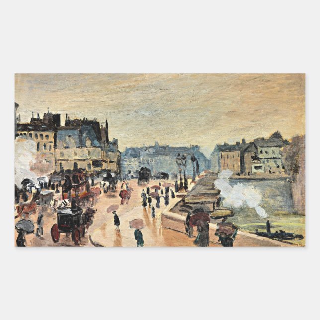 Le Pont Neuf by Claude Monet Rectangular Sticker (Front)