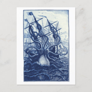 Le Poulpe Colossal 1801 Blue Postcard