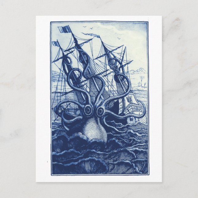  Le Poulpe Colossal 1801 Blue Postcard (Front)