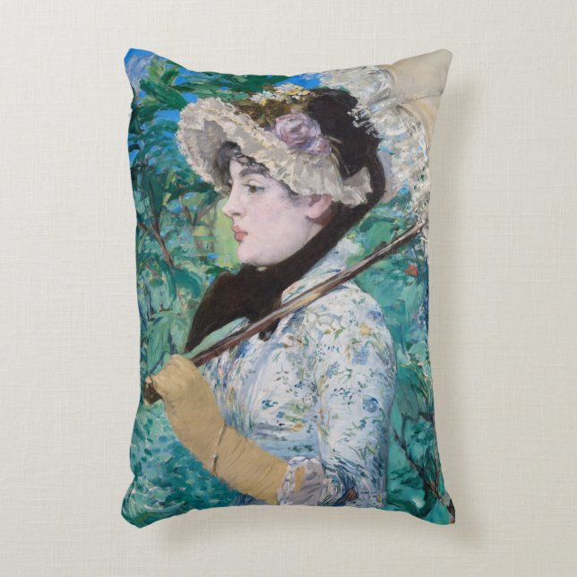 Le Printemps Édouard Manet Impressionist Painting Decorative Cushion (Front(Vertical))