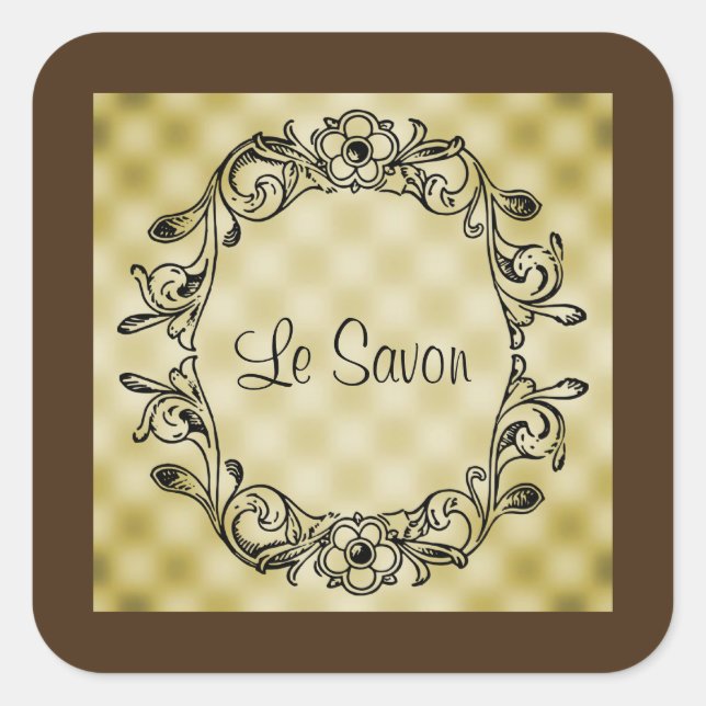 Le Savon Brown & Gold Square Stickers/Labels Square Sticker (Front)