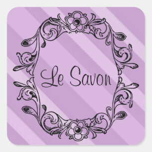 Le Savon Lavender Striped Square Stickers/Labels Square Sticker