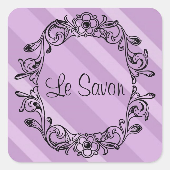 Le Savon Lavender Striped Square Stickers/Labels Square Sticker (Front)