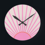 Le Soleil 01 Sun Pink Sunshine Round Clock<br><div class="desc">Sun Print – Pink – Sunshine,  Modern Abstract Geometric Sunrise – Le Soleil.</div>