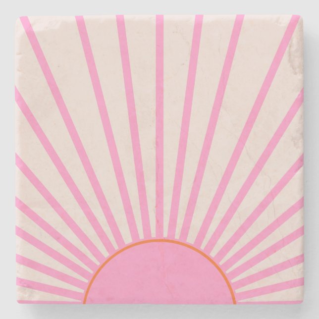 Le Soleil 01 Sun Pink Sunshine Stone Coaster (Front)