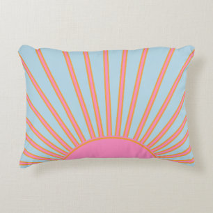 Le Soleil 02 Retro Sun Pink And Blue Sunshine Decorative Cushion