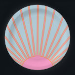 Le Soleil 02 Retro Sun Pink And Blue Sunshine Paper Plate<br><div class="desc">Sun Print – Pink And Blue – Sunshine,  Modern Abstract Geometric Sunrise – Le Soleil.</div>