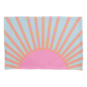 Le Soleil 02 Retro Sun Pink And Blue Sunshine Pillowcase