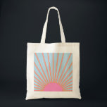 Le Soleil 02 Retro Sun Pink And Blue Sunshine Tote Bag<br><div class="desc">Sun Print – Pink And Blue – Sunshine,  Modern Abstract Geometric Sunrise – Le Soleil.</div>