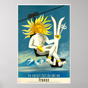 Le soleil fait du ski en France, Ski Poster