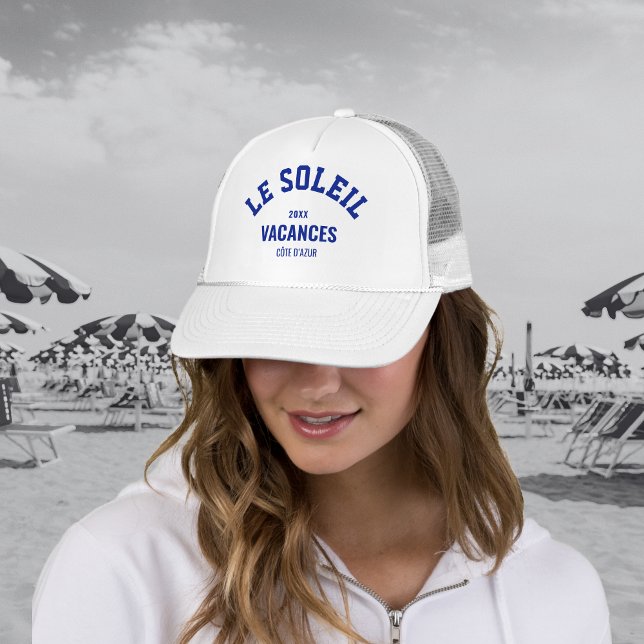 Le Soleil Vacances Côte d'Azur Azure Blue Trucker Hat (Creator Uploaded)