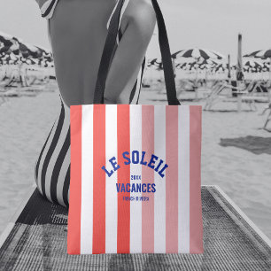 Le Soleil Vacances French Riviera Cabana Stripe Tote Bag