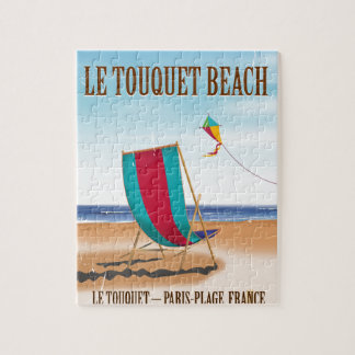 Le Touquet Beach Vintage french travel poster Jigsaw Puzzle