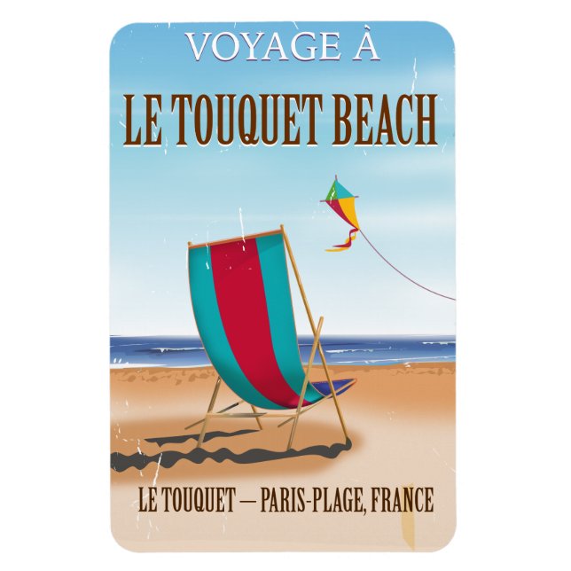Le Touquet Beach Vintage french travel poster Magnet (Vertical)